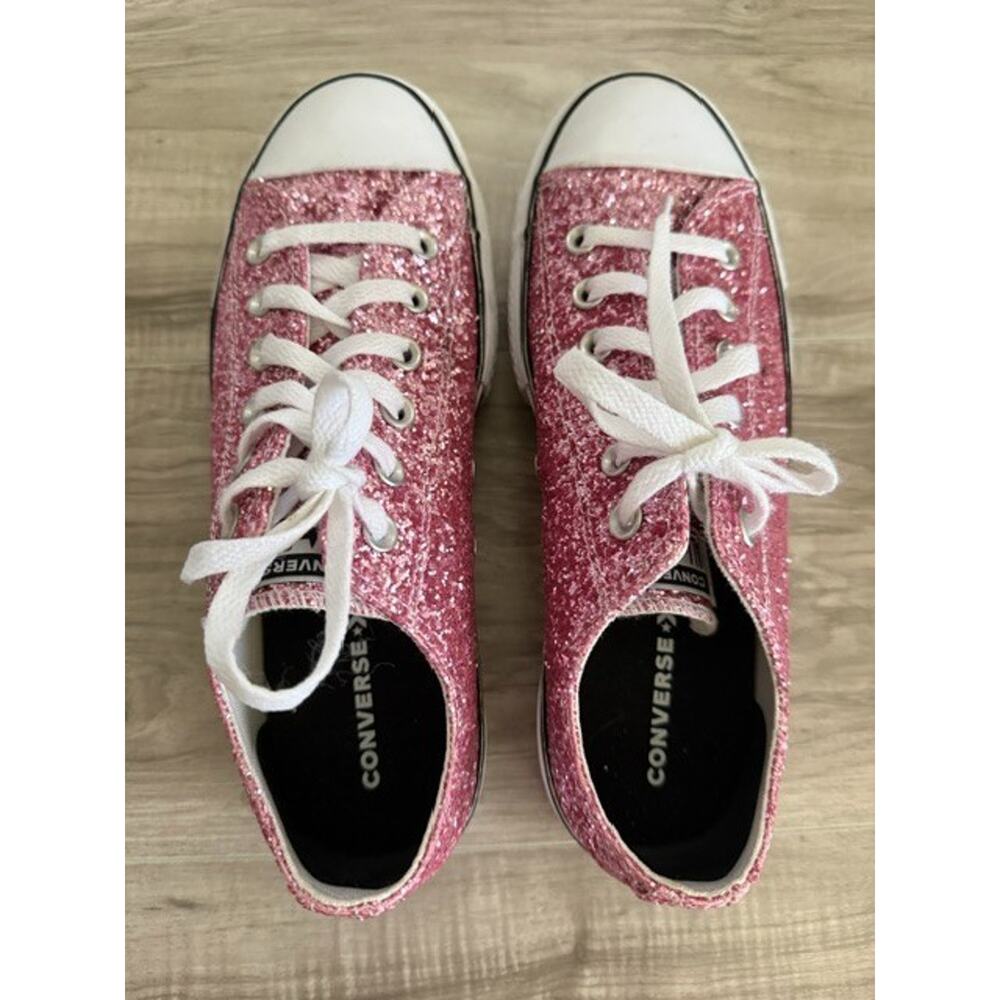 Converse Chuck Taylor All Star Pink Sparkling Glitter Low Top Shoes-Size 9 - Picture 2 of 7